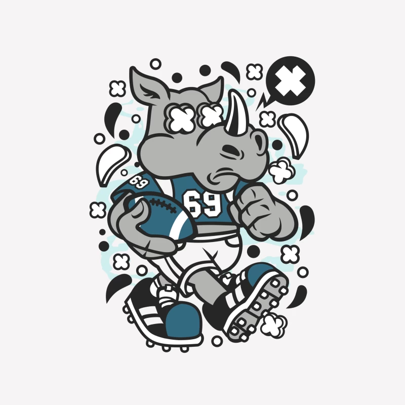 Rhinocéros joueur de football illustré Femme T-Shirt