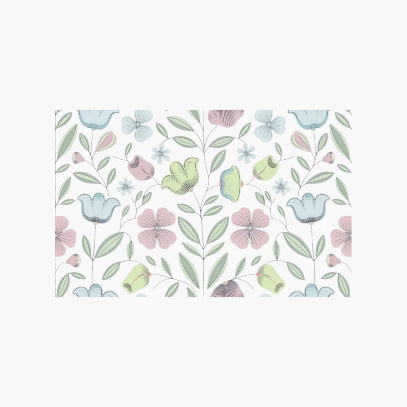 Pastel Floral Symmetry: A Delicate Botanical Pattern Cotton Tote Bag
