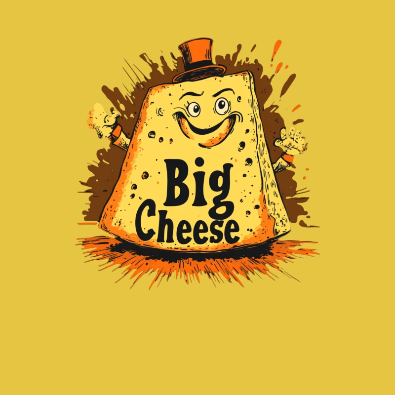 Whimsical Big Cheese Cartoon Character with Top Hat Female T-Shirt