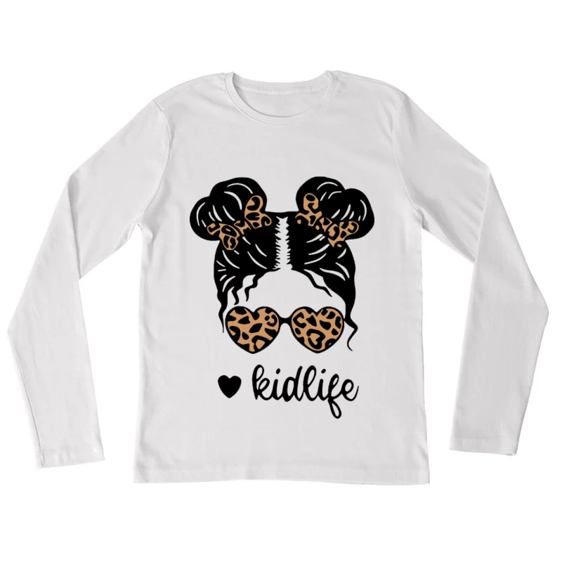 Unisex Kinderleben Design mit Leopardenmuster Damen Langarm T-Shirt