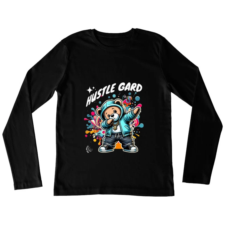 Teddy im Streetwear-Look mit Kapuzenpullover und Schmuck Damen Langarm T-Shirt
