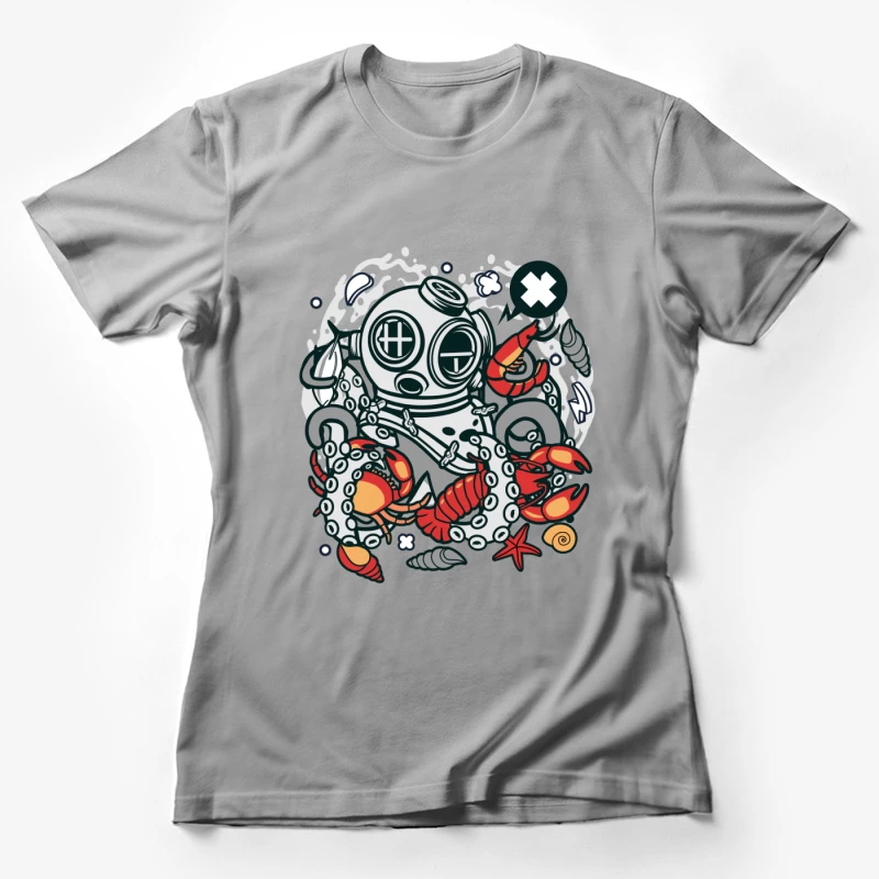 Plongeur Astronaute et Pieuvre Femme T-Shirt