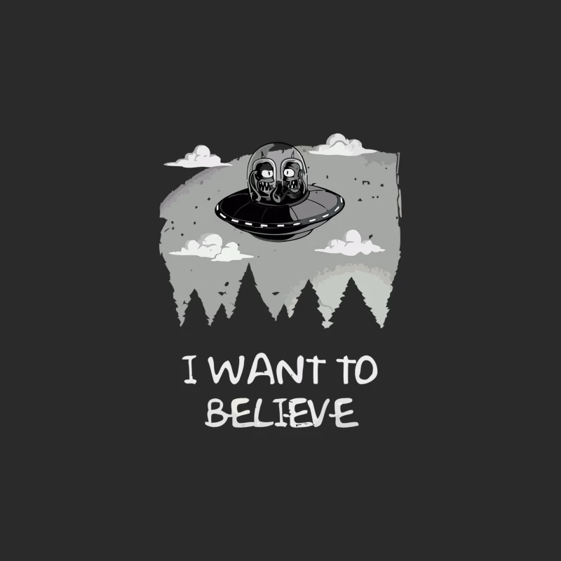 Retro UFO Illustration: I Want to Believe Baseball Cap