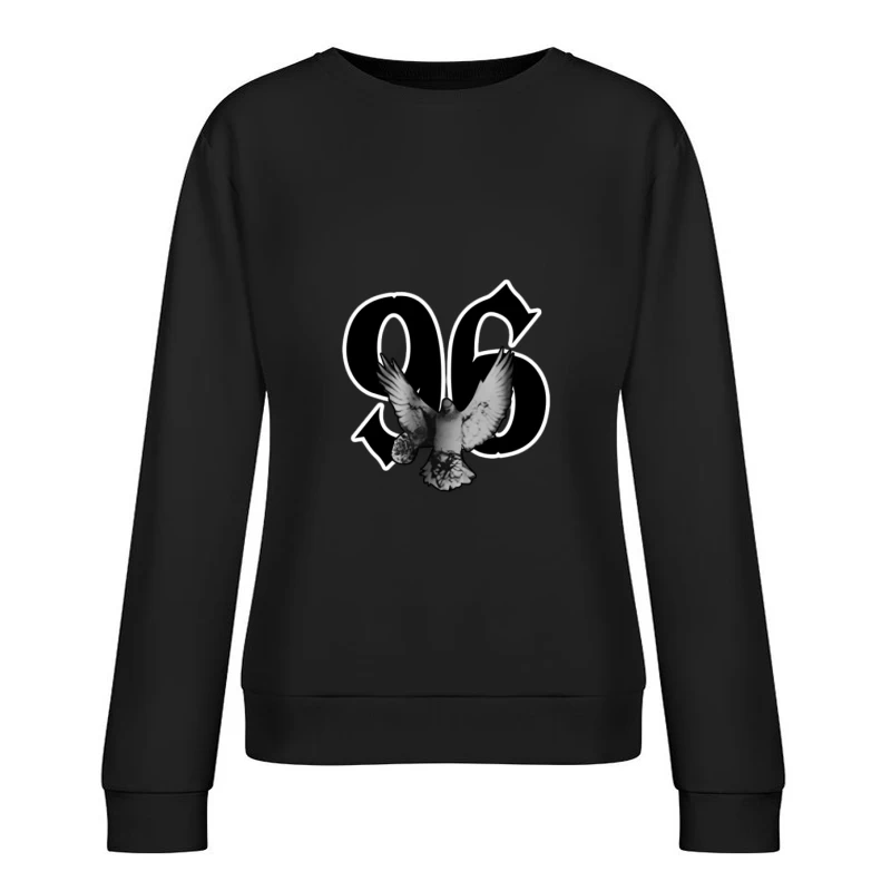 Colombe noire devant le numéro 96 Femme Sweat-shirt à enfiler