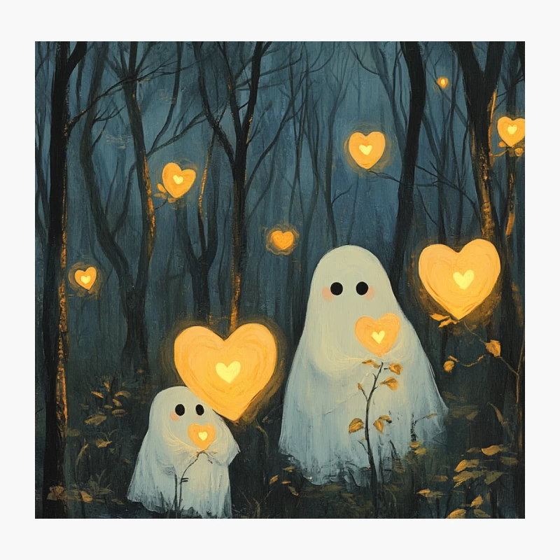 Ghostly Love in the Enchanted Forest Throw Pillow
