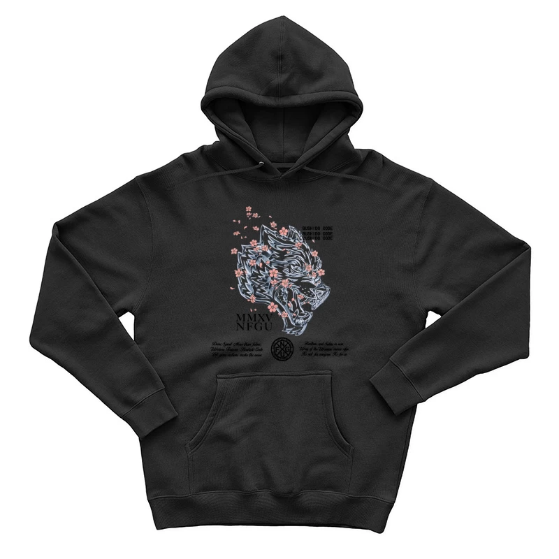 Wolfdesign mit Blüten Herren Pullover Hoodie