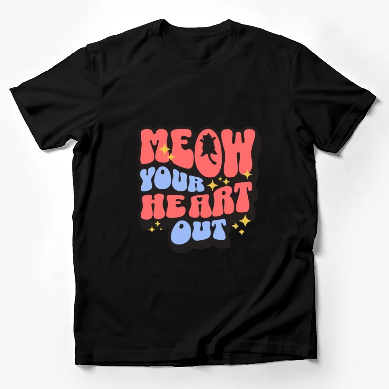 Meow-Motiv mit Herzen Herren T-Shirt