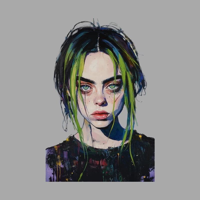 Vibrant Portrait of Alternative Style with Intense Gaze Male Pullover Hoodie