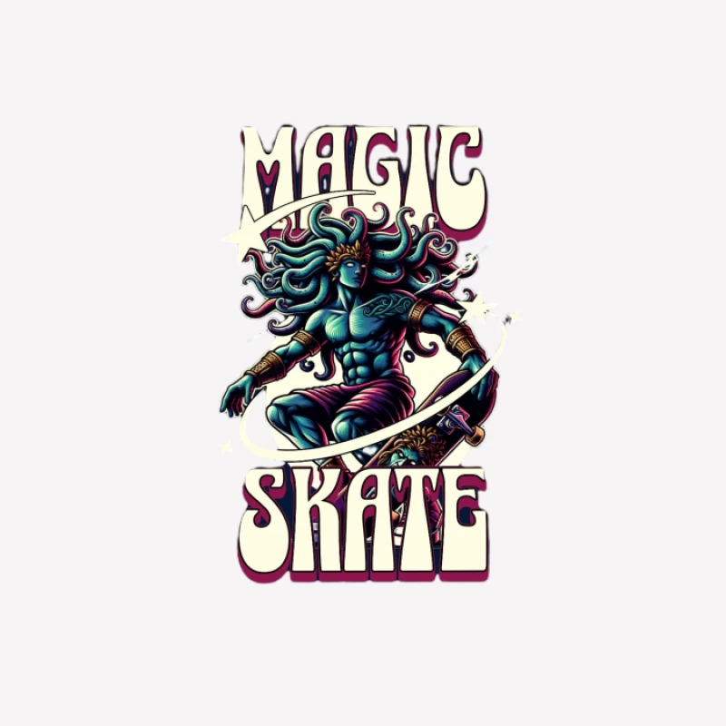 Magischer Skater mit tentakelartigem Design Herren T-Shirt