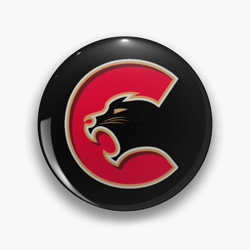 Red Cougar Letter C Sports Logo Design Pin