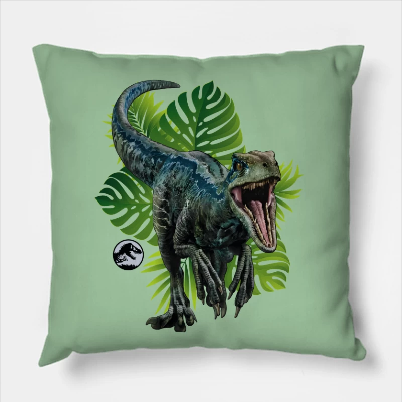 Hyperrealistic Velociraptor in the Wild Throw Pillow