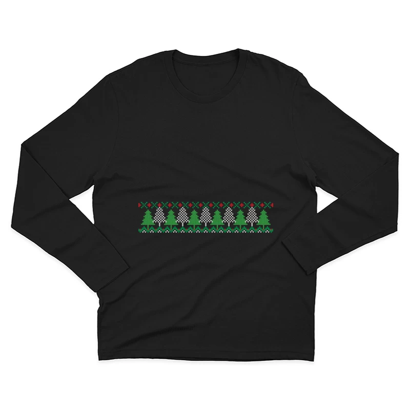 Motif de sapins et flocons de neige Homme Manches Longues T-Shirt