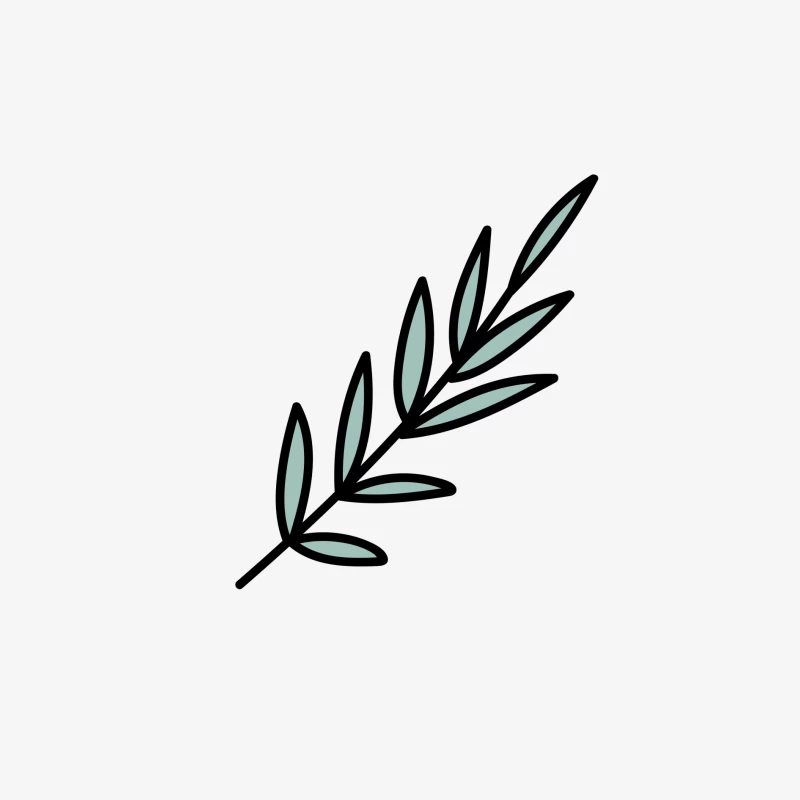 Branche minimaliste avec feuilles vertes Homme Manches Longues T-Shirt