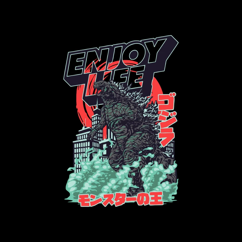 Godzilla Enjoy Life Graphic Throw Pillow