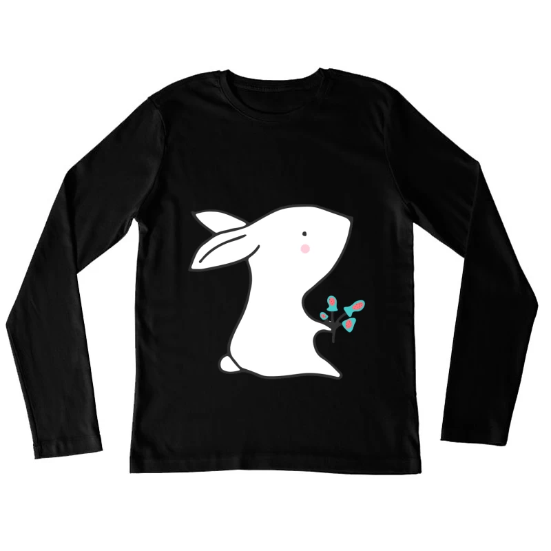 Lapin mignon avec fleurs Femme Manches Longues T-Shirt