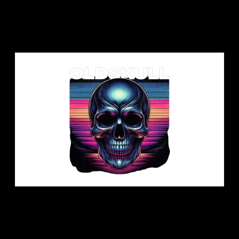 Retro Synthwave Neon Skull Artwork Travel Mug