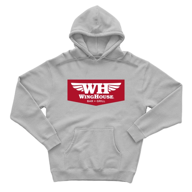 WingHouse Bar & Grill Restaurant Logo with Wings Design Male Pullover Hoodie