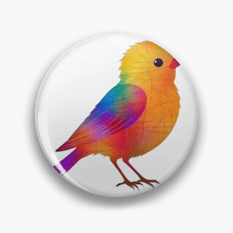 Whimsical Rainbow Bird Digital Illustration Pin