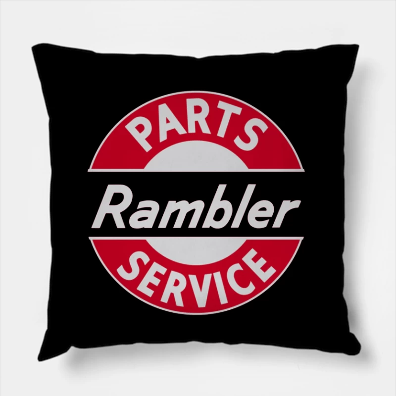 Vintage Rambler Parts & Service Logo Design Throw Pillow