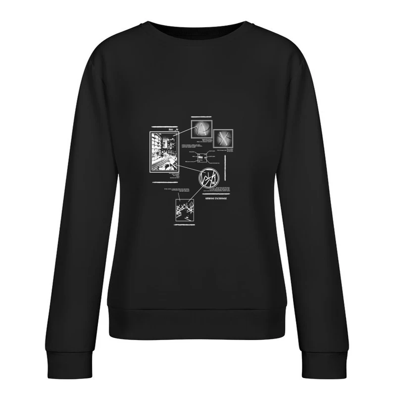 Technisches Diagramm mit Markierungen Damen Pullover Sweatshirt