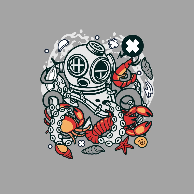 Plongeur Astronaute et Pieuvre Femme T-Shirt