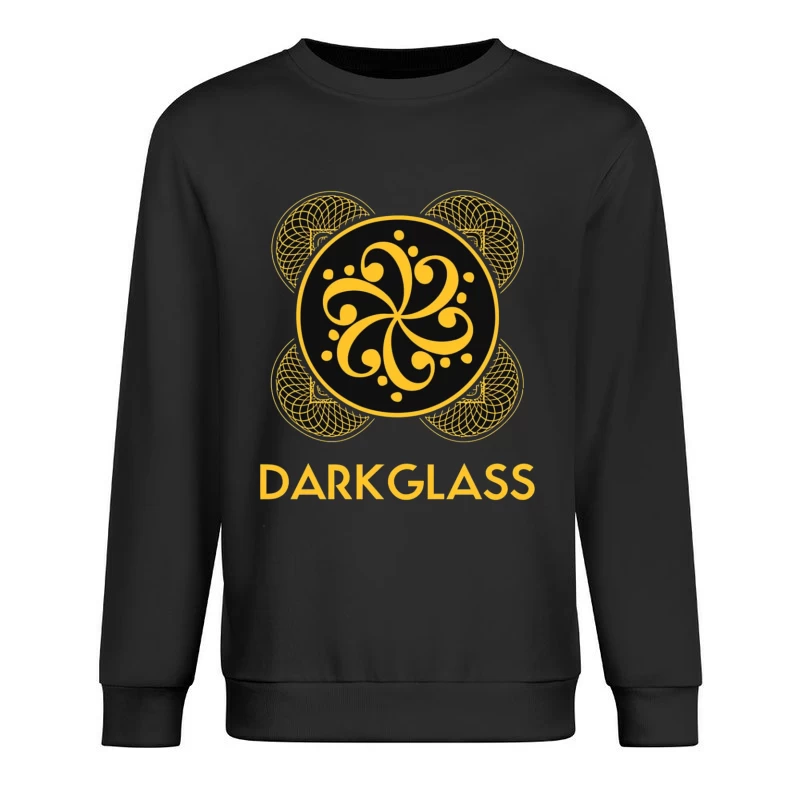 Black and Gold Ornamental Spiral Logo with Darkglass Text Male Pullover Sweatshirt