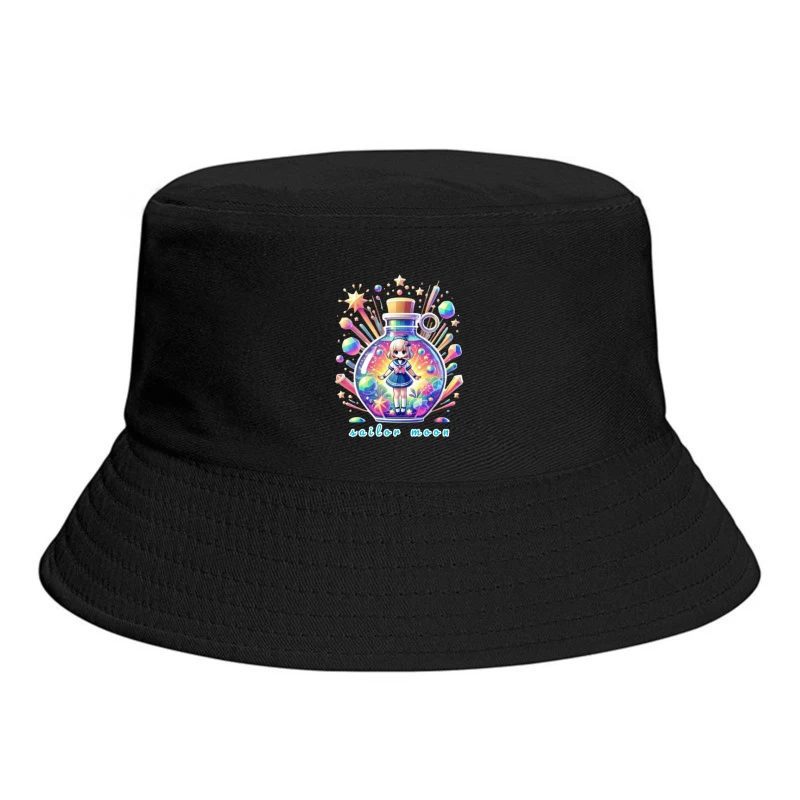 Magical Chibi Sailor in Rainbow Crystal Bottle Bucket Hat