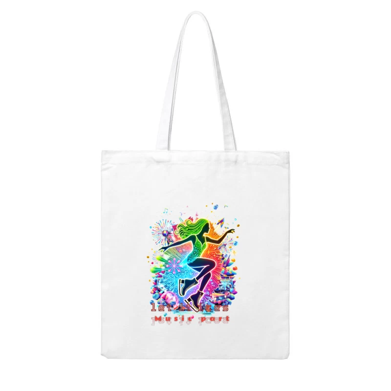 Neon ice skater girl Silhouette with Retro Music Vibes Cotton Tote Bag