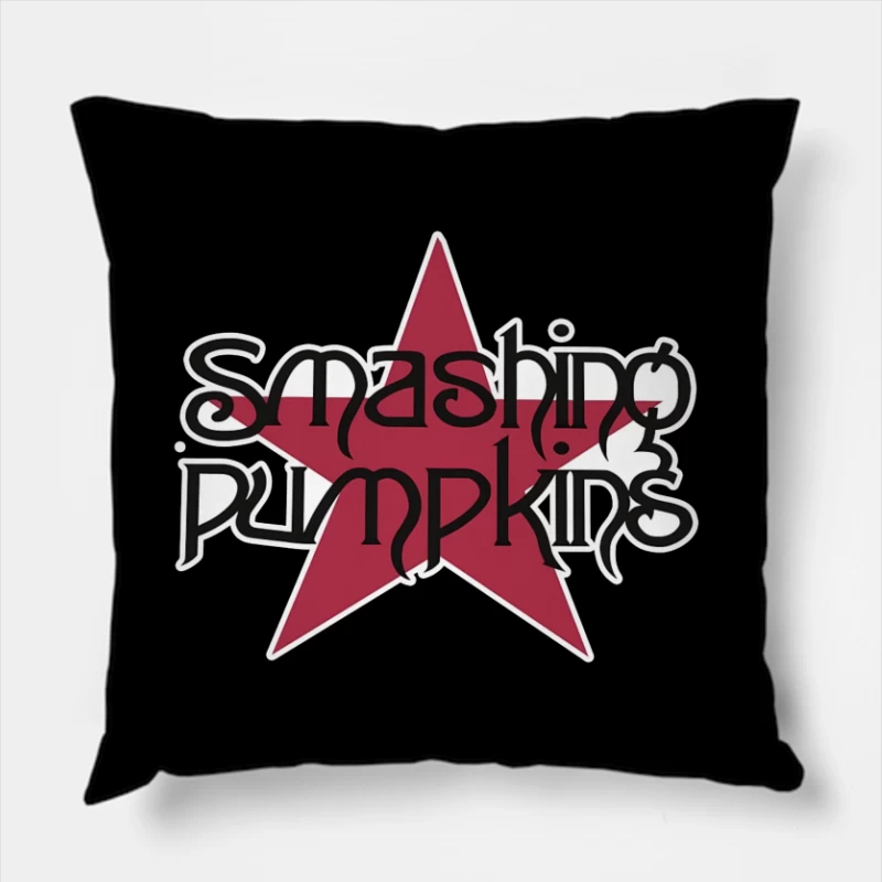 Smashing Pumpkins Alternative Rock Band Logo with Red Star Throw Pillow