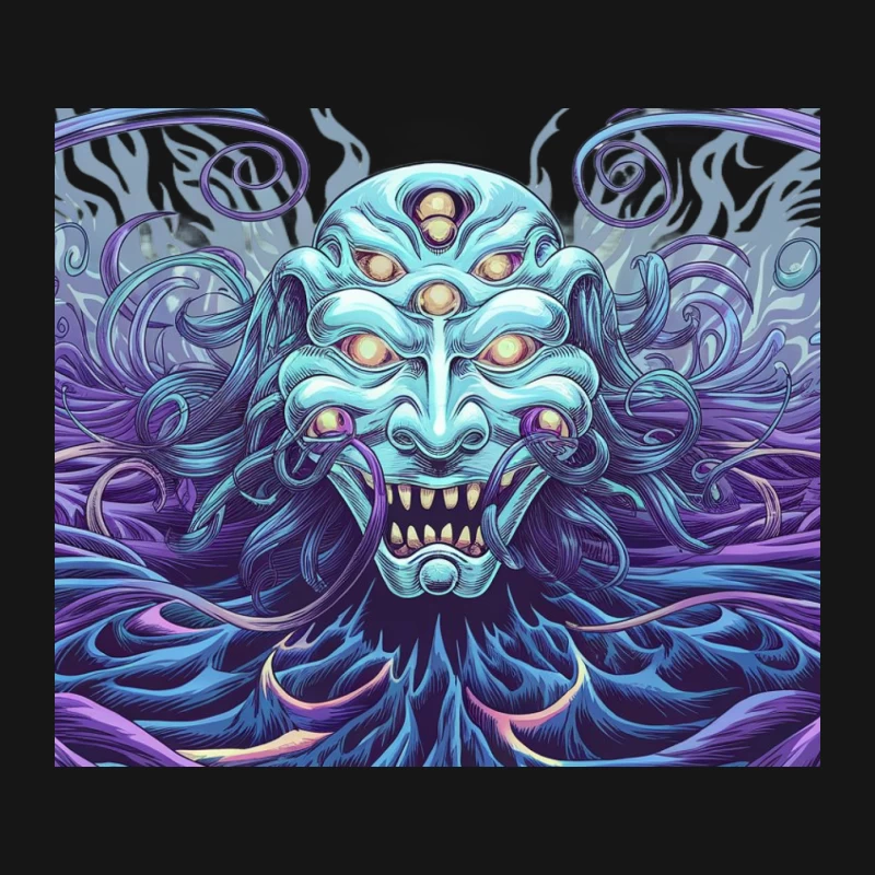Psychedelic Demon: A Surreal Multi-Eyed Fantasy Creature Mouse Pad