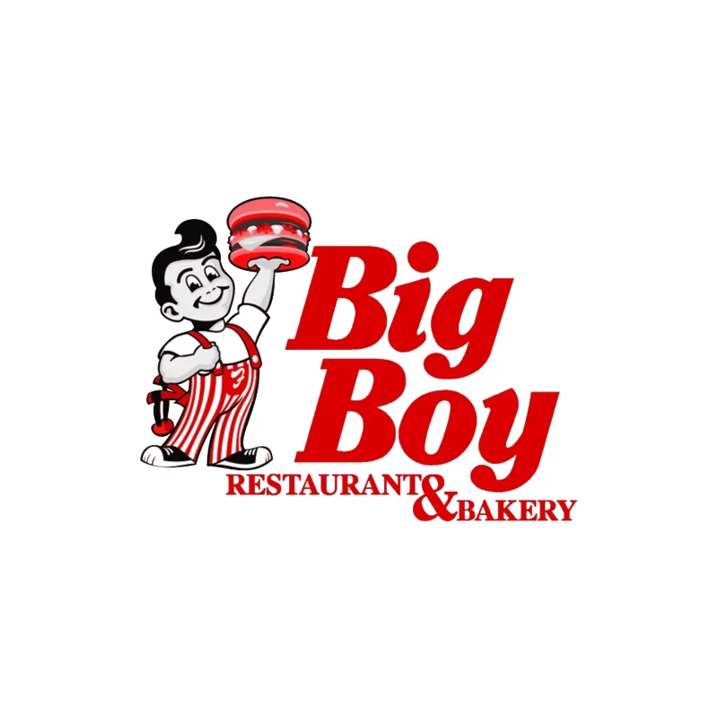 Vintage Big Boy Restaurant and Bakery Logo with Cartoon Mascot Travel Mug