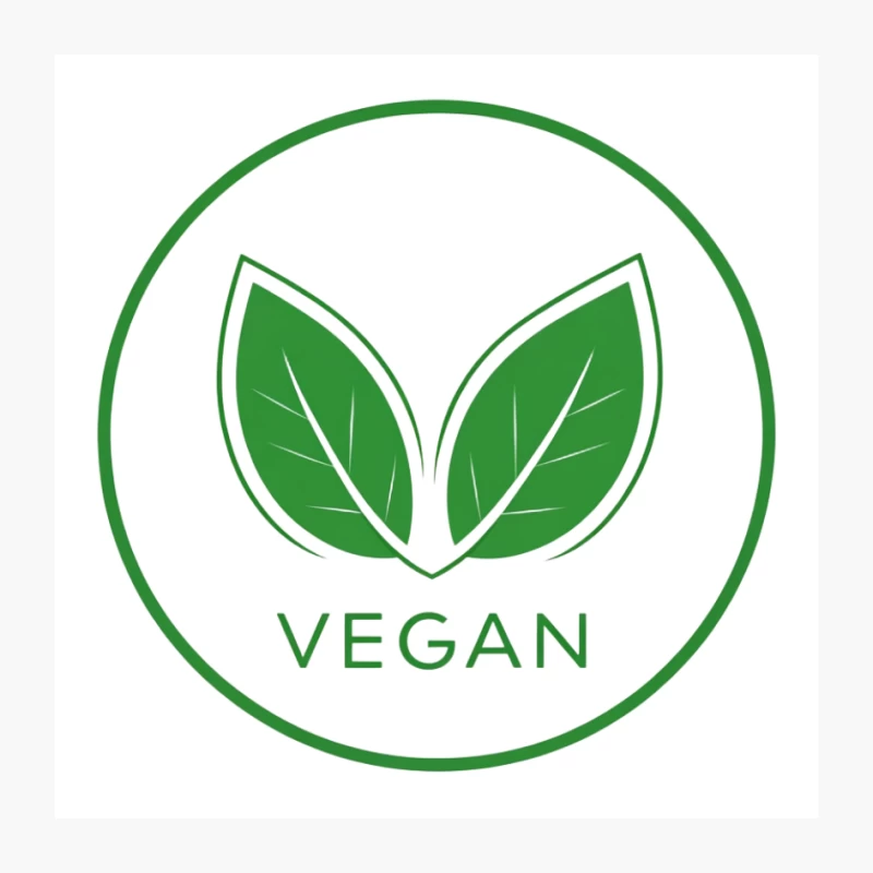 Green Vegan Logo with Leaves Pin
