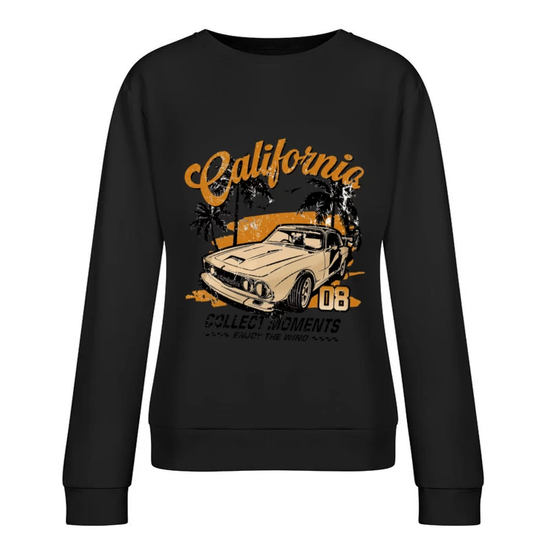 Kalifornien Vintage Auto und Palmen Damen Pullover Sweatshirt