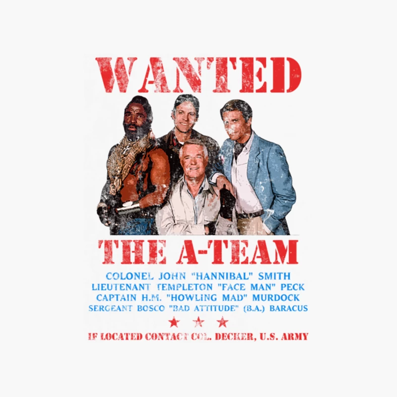 Vintage Wanted Poster of The A-Team TV Show Characters Cotton Tote Bag