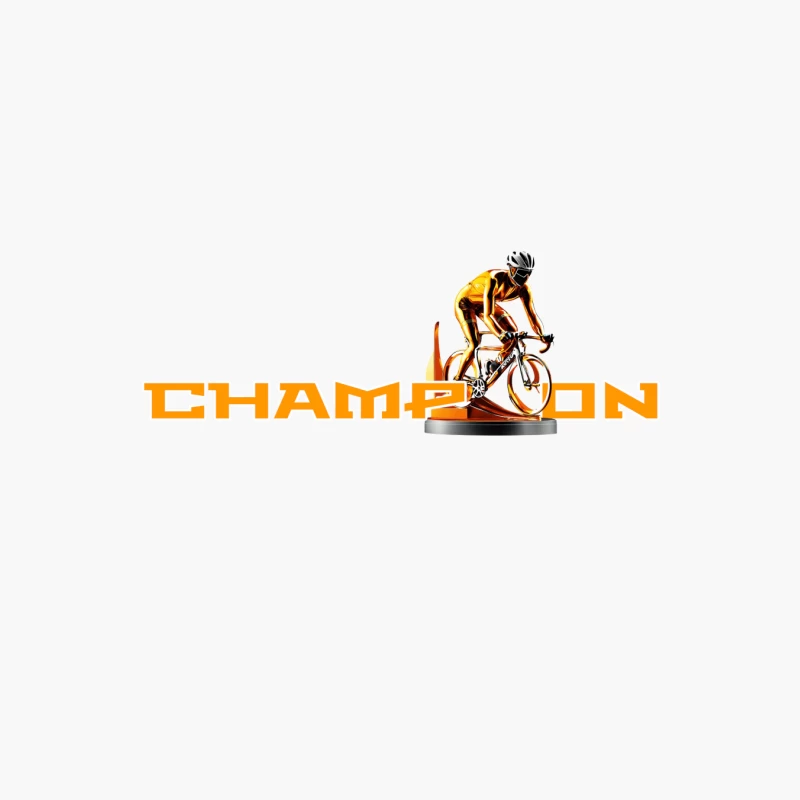 Champion Cycling Sports Logo with Trophy Cyclist Cotton Tote Bag