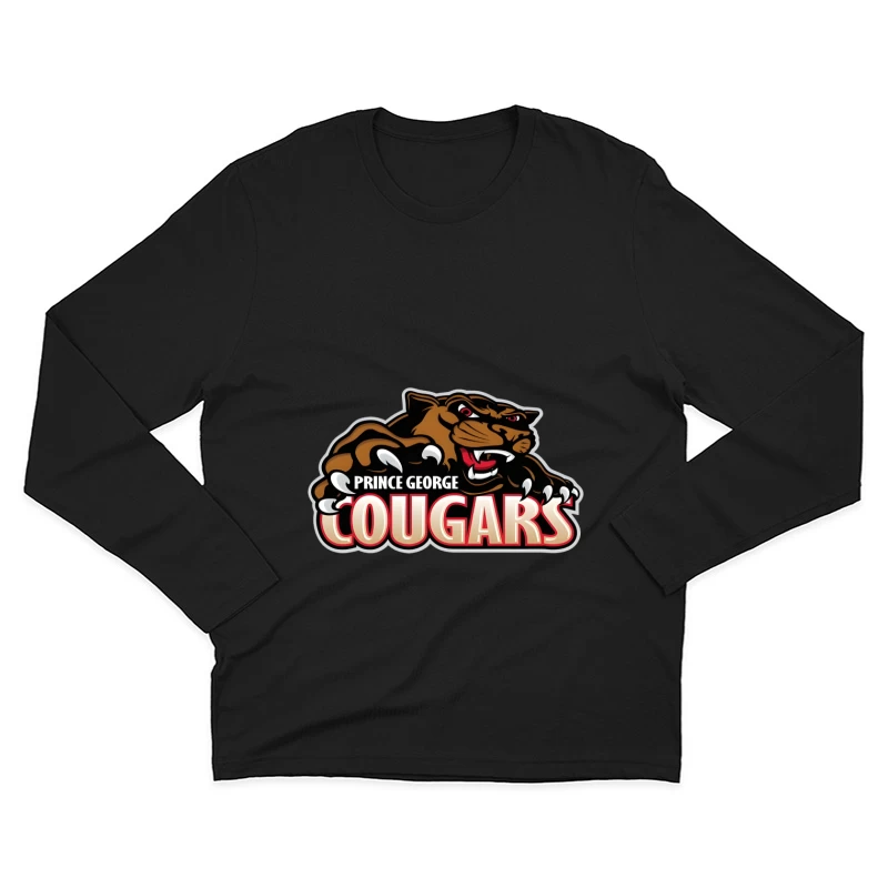 Prince George Cougars Sports Team Logo with Fierce Cougar Mascot Prince George Cougars Male Long Sleeve T-Shirt