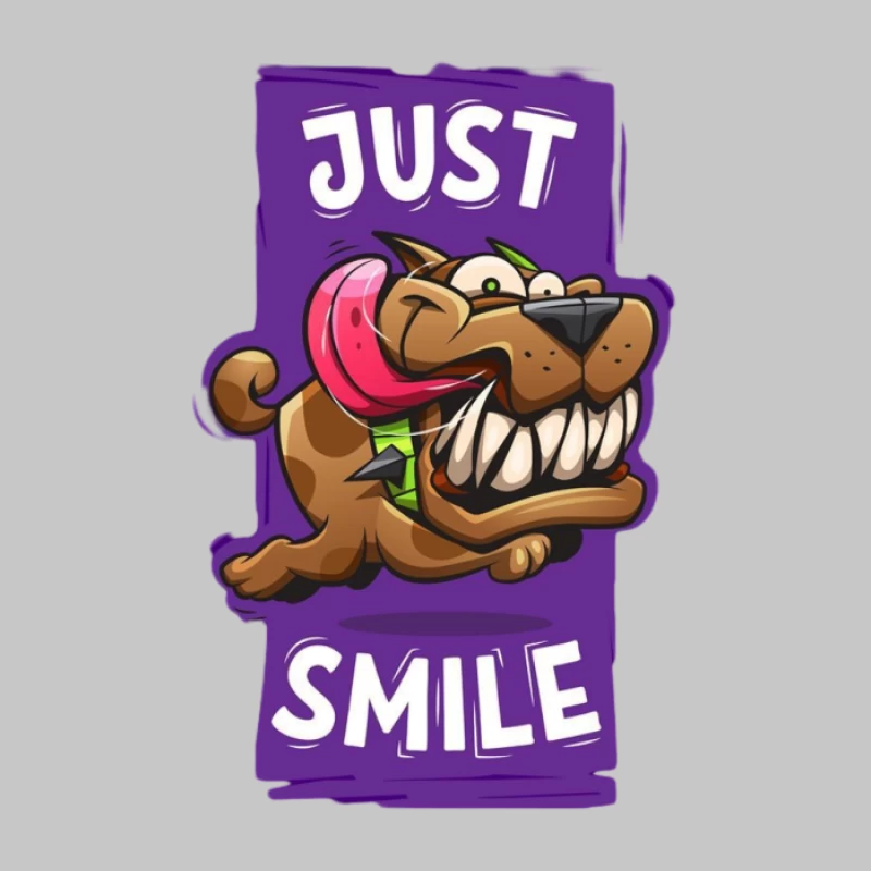 Comic-Hund mit fröhlichem Grinsen Herren Langarm T-Shirt