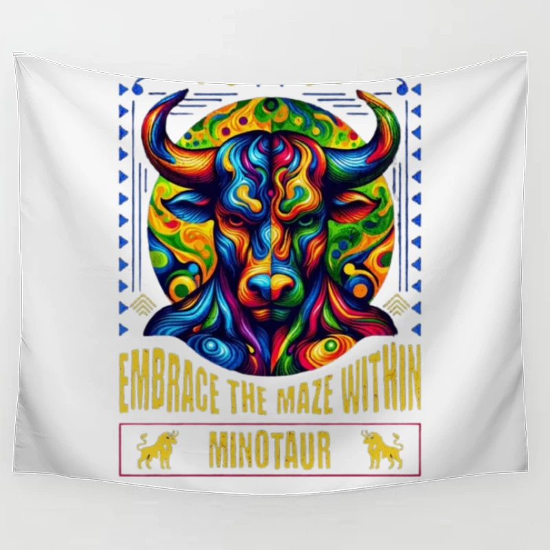 Psychedelic Minotaur: Embrace the Maze Within Tapestry