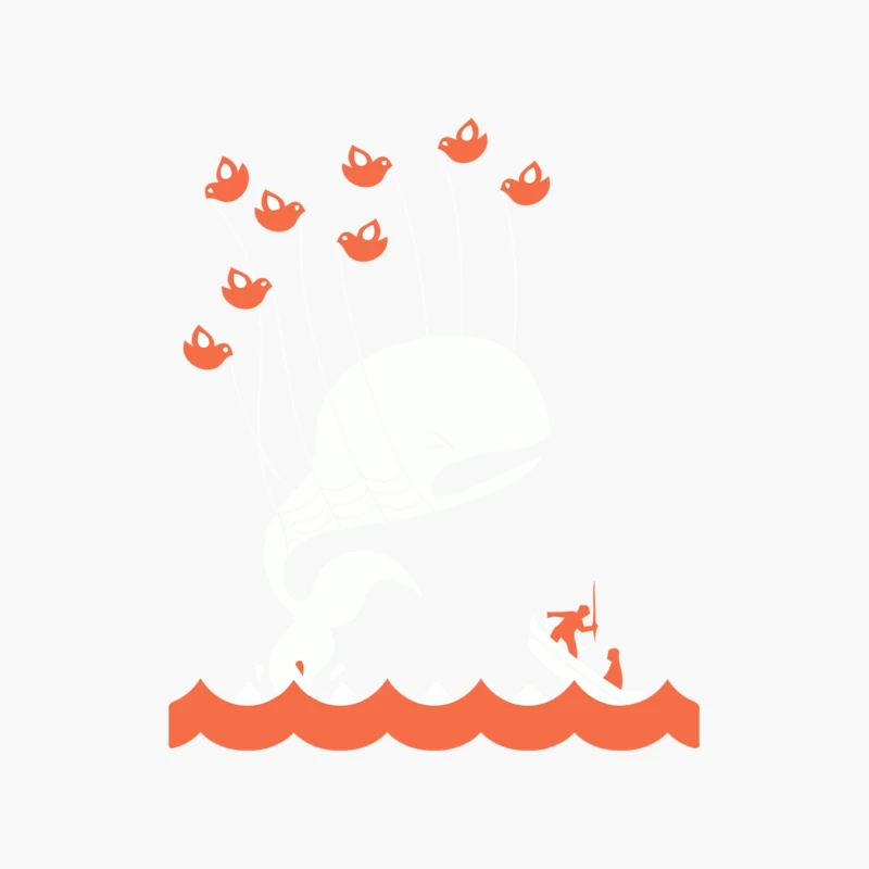 Minimalist Orange Birds Flying Over Ocean Waves Cotton Tote Bag