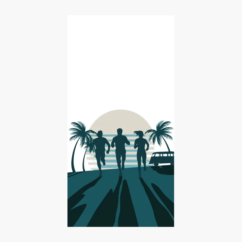 Retro Beach Sunset with Runners and Vintage Van iPhone Case