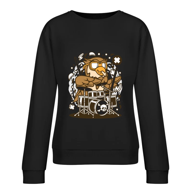 Hibou batteur rockeur Femme Sweat-shirt à enfiler