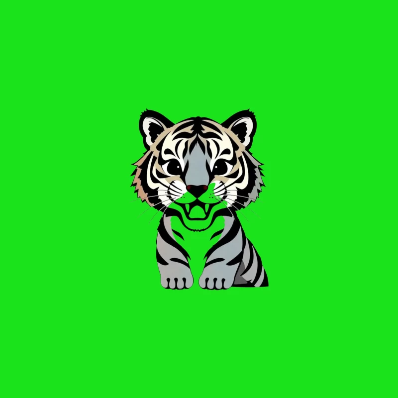Cartoon Illustration of a Tiger Desk Mat