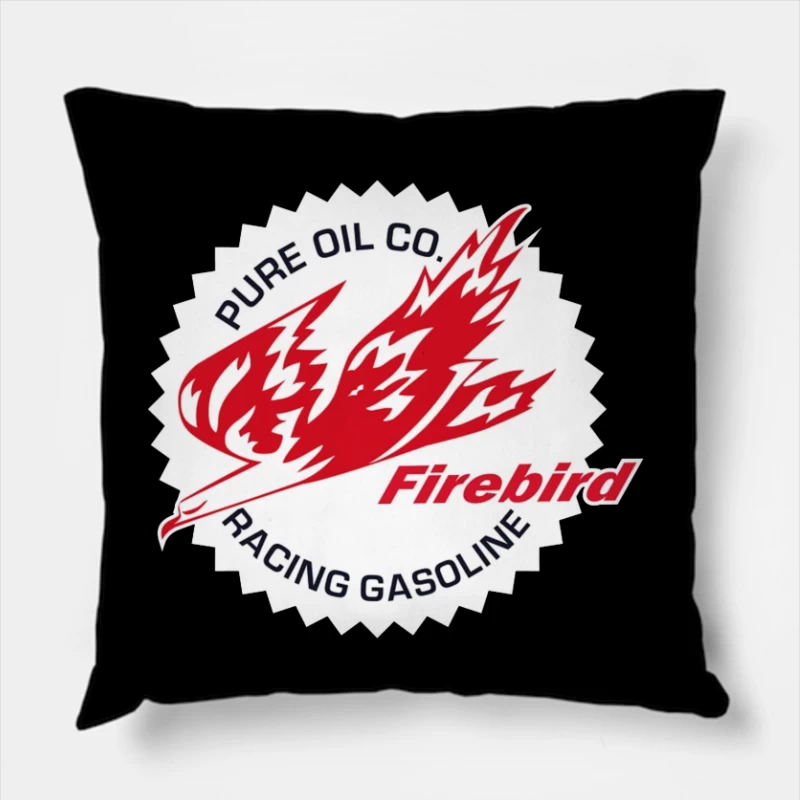 Vintage Pure Oil Company Firebird Racing Gasoline Logo Throw Pillow