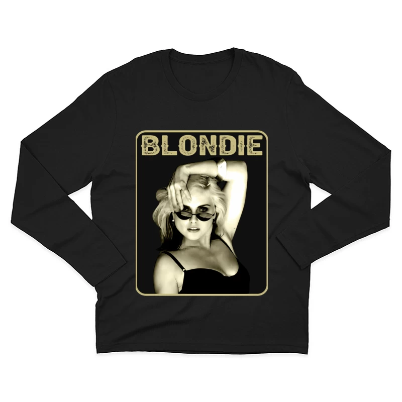 Vintage Black and White Fashion Portrait with Sunglasses Male Long Sleeve T-Shirt