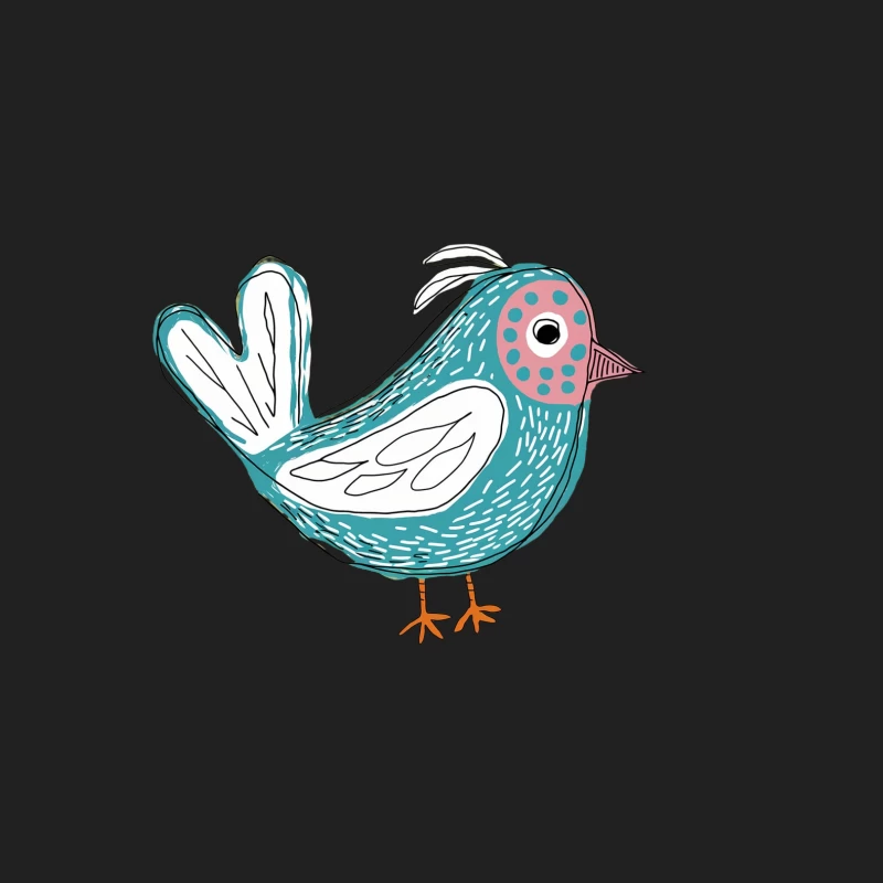 Whimsical Turquoise Bird Cartoon Illustration Bucket Hat