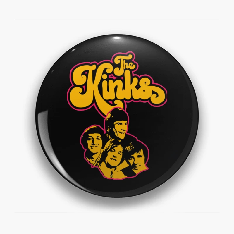 The Kinks Vintage Band Logo with Silhouettes Pin