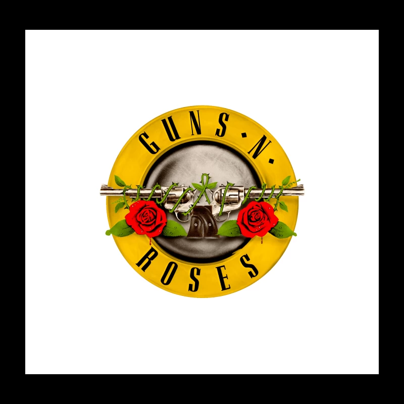 Guns N' Roses Classic Rock Band Logo with Pistols and Roses Throw Pillow