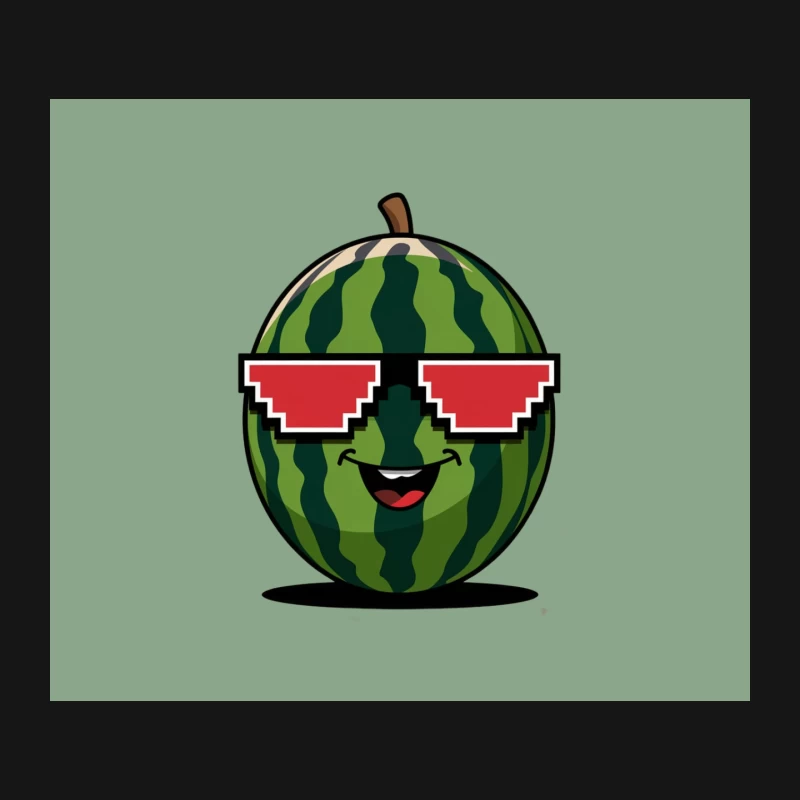 Cool Cartoon Watermelon with Pixel Art Sunglasses Mouse Pad
