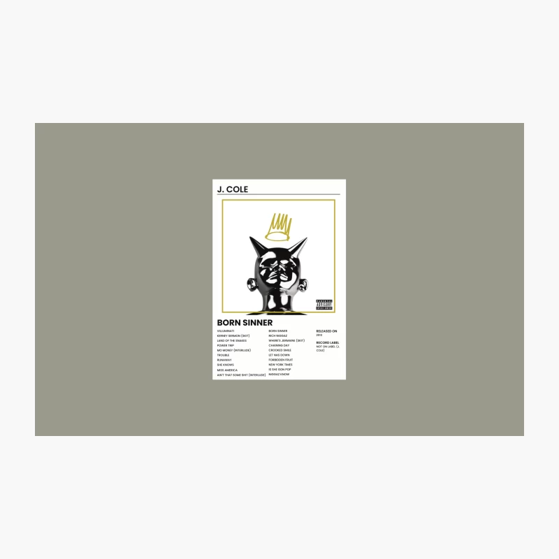 J. Cole's "Born Sinner" Album Cover: Stylized Rap Artwork with Track List Travel Mug