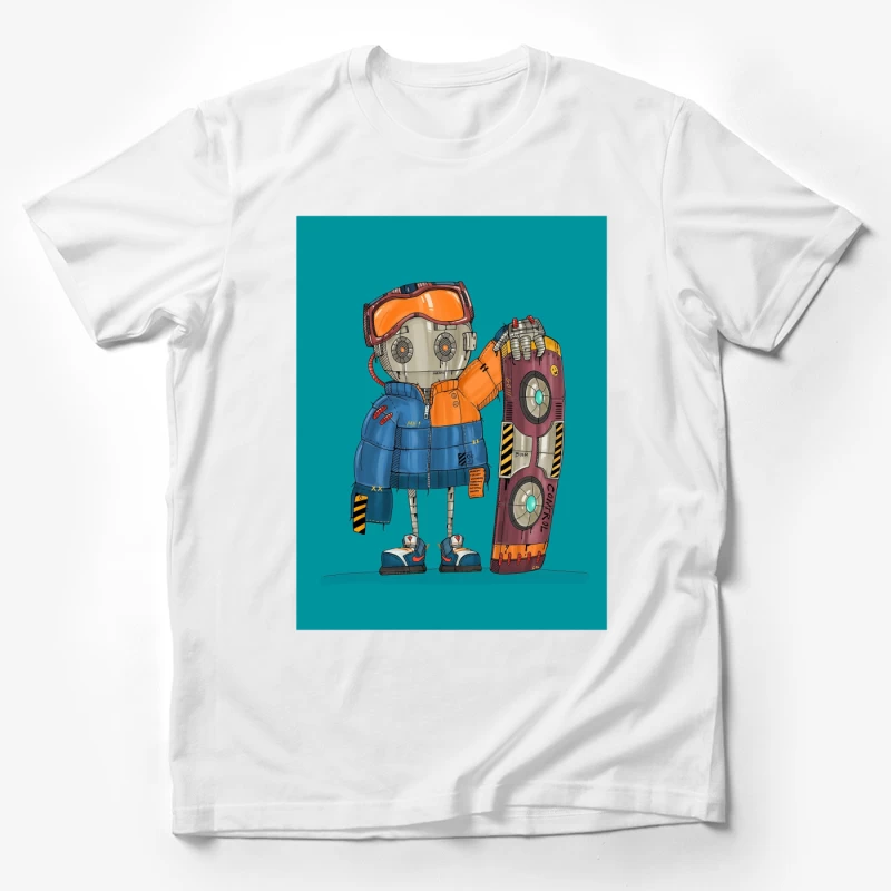 Cute Robot Skater with Futuristic Board Male T-Shirt